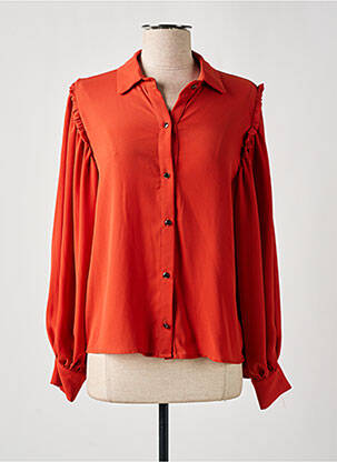 Chemisier tissage crêpe manches longues marron AMELIE & AMELIE femme