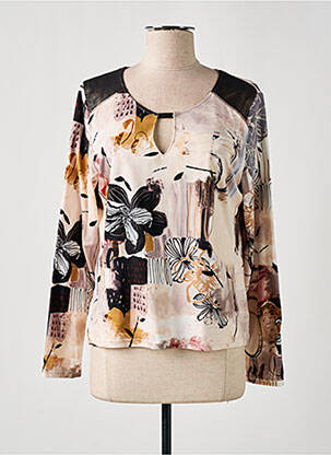 Top imprimé fantaisie manches longues beige PAUSE CAFE femme