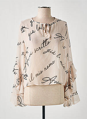 Blouse imprimé fantaisie manches longues beige RINASCIMENTO femme
