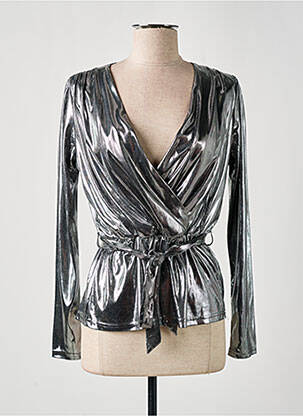 Gilet cache-cœur stretch argent MOD.STYLE femme