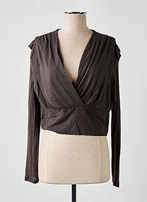 Top stretch manches longues gris SUNCOO femme