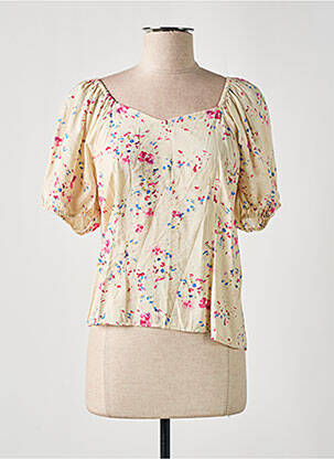 Top col carré manches courtes beige VERO MODA femme