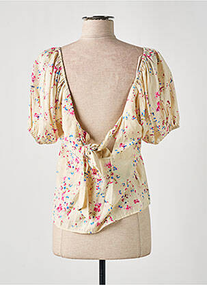 Top col carré manches courtes beige VERO MODA femme