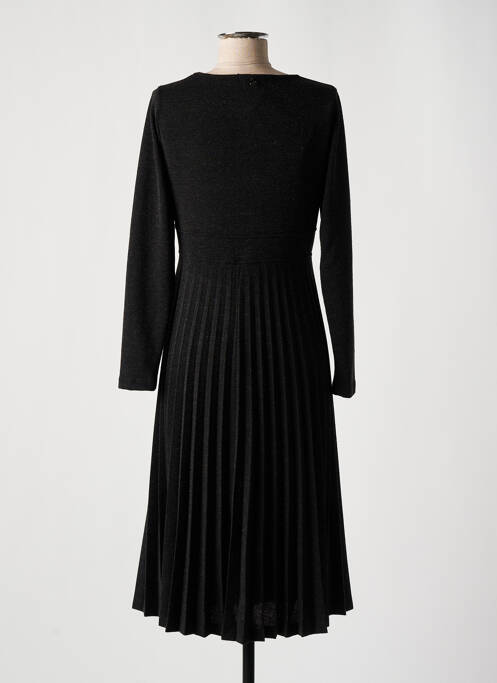 Robe mi-longue coupe fluide manches longues noir MALOKA femme