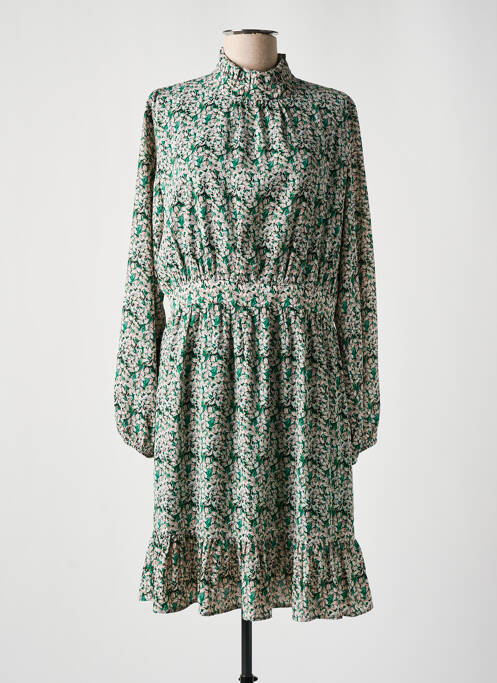 Robe mi-longue coupe fluide manches longues vert ESCANDELLE femme