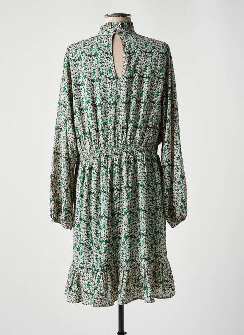 Robe mi-longue coupe fluide manches longues vert ESCANDELLE femme