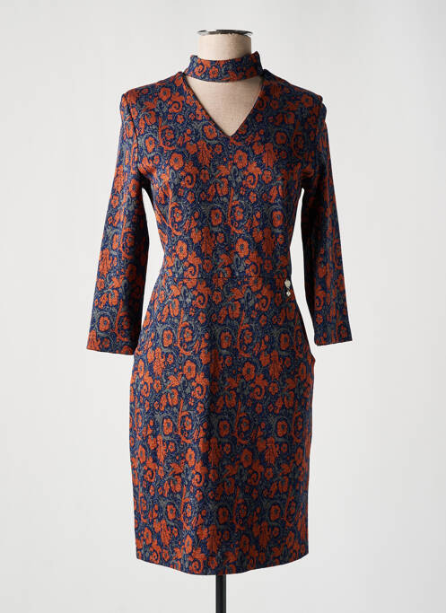Robe mi-longue imprimé fleurs manches longues bleu R JEANS femme
