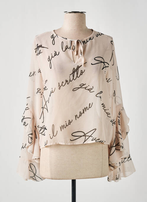 Blouse imprimé fantaisie manches longues beige RINASCIMENTO femme