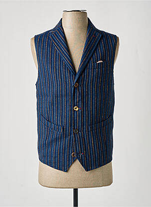 Gilet sans manche tissage chiné bleu BOB homme