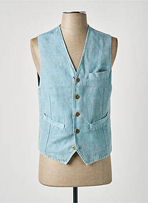 Gilet sans manche tissage chiné bleu BOB homme