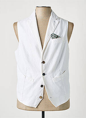 Gilet sans manche tissage chiné blanc BOB homme