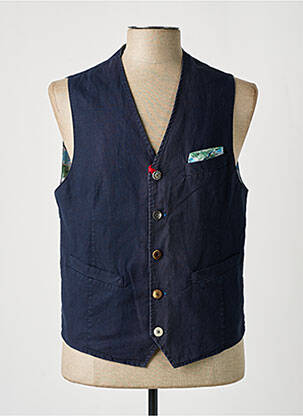 Gilet sans manche tissage chiné bleu BOB homme