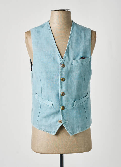 Gilet sans manche tissage chiné bleu BOB homme