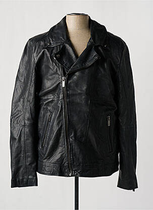 Veste en cuir coupe droite noir SCOTCH & SODA homme