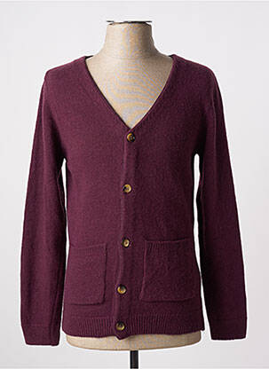 Gilet manches longues col v violet KNOWLEDGE COTTON APPAREL homme