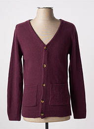Gilet manches longues col v violet KNOWLEDGE COTTON APPAREL homme