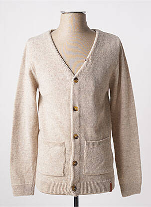 Gilet manches longues col v beige KNOWLEDGE COTTON APPAREL homme