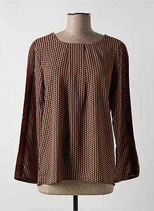 Blouse imprimé fantaisie manches longues marron AKOZ DE TOI femme