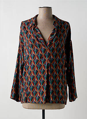 Blouse imprimé fantaisie manches longues marron LE PETIT BAIGNEUR femme