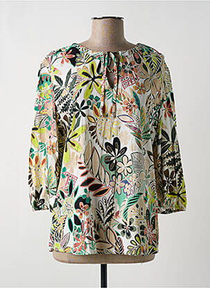 Blouse tissage popeline manches 3/4 vert GEISHA femme