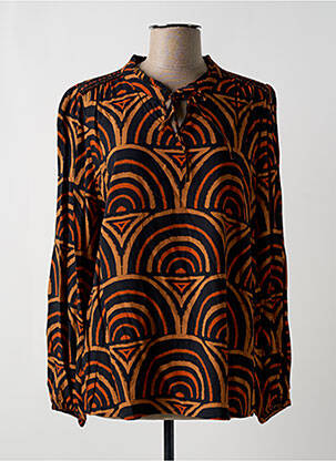 Blouse imprimé fantaisie manches longues marron GEISHA femme