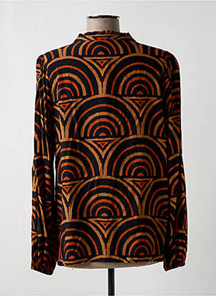 Blouse imprimé fantaisie manches longues marron GEISHA femme