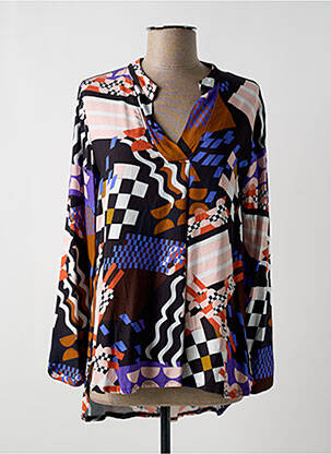 Blouse tissage popeline manches longues noir MALOKA femme