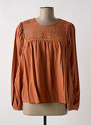 Blouse tissage popeline manches longues marron C'EST BEAU LA VIE femme