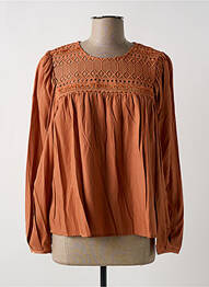 Blouse fermeture boutonnée au dos manches longues marron C'EST BEAU LA VIE femme