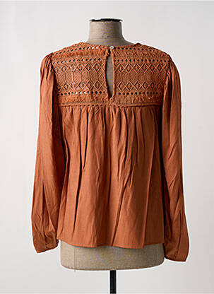 Blouse tissage popeline manches longues marron C'EST BEAU LA VIE femme