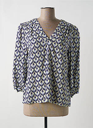 Blouse tissage popeline manches 3/4 bleu JULIE GUERLANDE femme