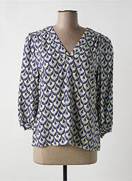Blouse imprimé fantaisie manches 3/4 bleu JULIE GUERLANDE femme