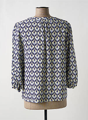 Blouse tissage popeline manches 3/4 bleu JULIE GUERLANDE femme