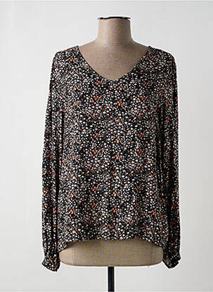 Blouse imprimé fleurs manches longues noir C'EST BEAU LA VIE femme