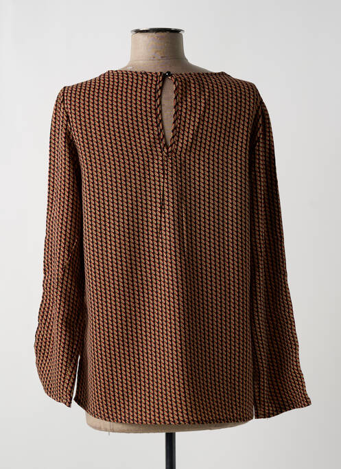 Blouse imprimé fantaisie manches longues marron AKOZ DE TOI femme
