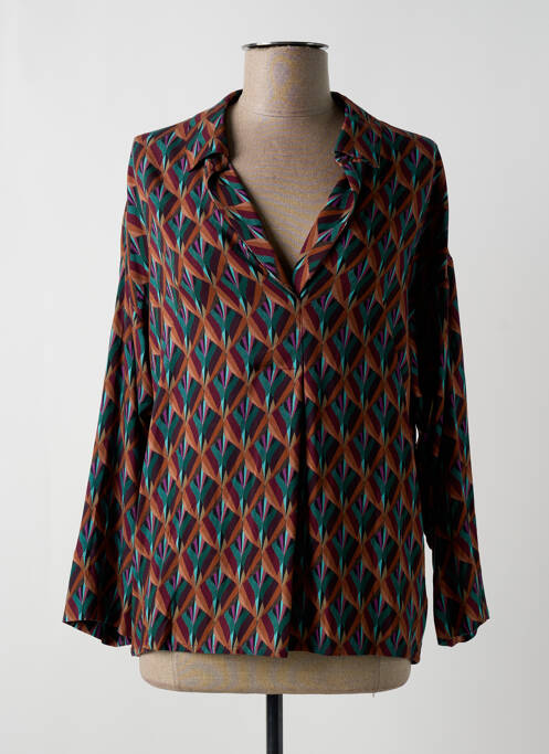 Blouse tissage popeline manches longues marron LE PETIT BAIGNEUR femme