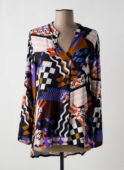 Blouse imprimé fantaisie manches longues noir MALOKA femme
