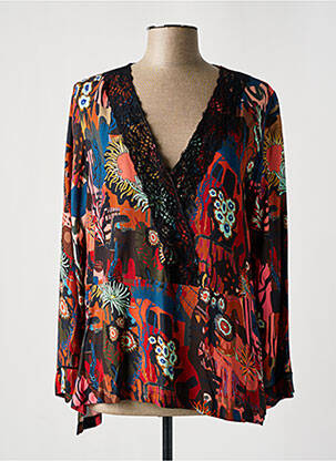 Blouse imprimé fantaisie manches longues marron MALOKA femme