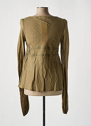 Blouse tissage popeline manches longues vert NOLITA femme