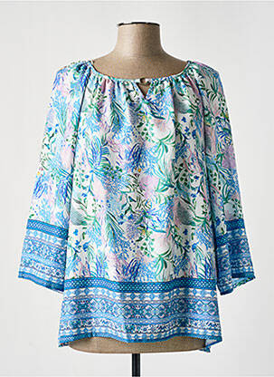 Blouse imprimé fleurs manches longues bleu DIANE LAURY femme