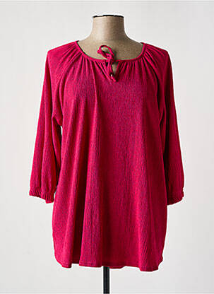Tunique manches longues tissage crêpe rose KAKIE femme