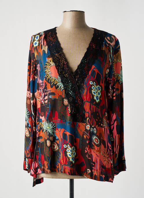 Blouse imprimé fantaisie manches longues marron MALOKA femme
