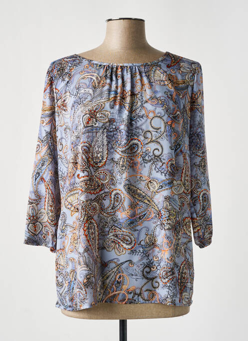 Blouse col rond manches 3/4 bleu BETTY BARCLAY femme