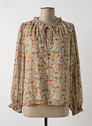 Blouse légère et transparente manches longues jaune Y'COO femme
