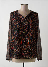 Blouse légère et transparente manches longues noir PAUSE CAFE femme