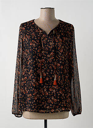 Blouse légère et transparente manches longues noir PAUSE CAFE femme