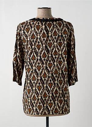 Blouse imprimé fantaisie manches 3/4 marron GEISHA femme