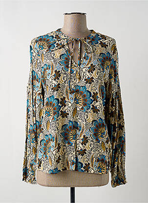 Blouse imprimé fantaisie manches longues beige GEISHA femme
