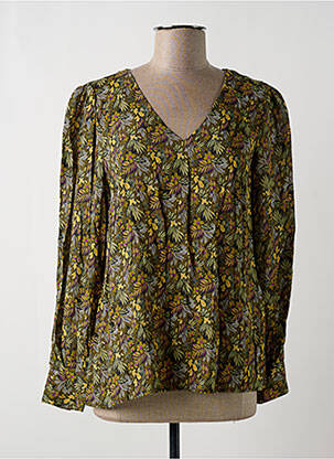 Blouse imprimé fleurs manches longues vert C'EST BEAU LA VIE femme