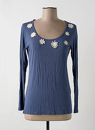 Top tissage jersey manches longues bleu MISS MISS femme